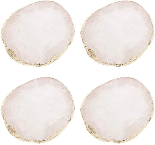 U/ D Achat-Untersetzer, Getränke-Untersetzer, Glasuntersetzer, unregelmäßiger Kristall-Achat, 4 Stück (weiß)