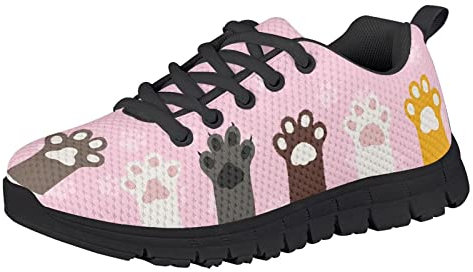 DISNIMO Gils - Tenis para correr con cordones para niños, informales, para caminar, Pata de gato, 28 EU