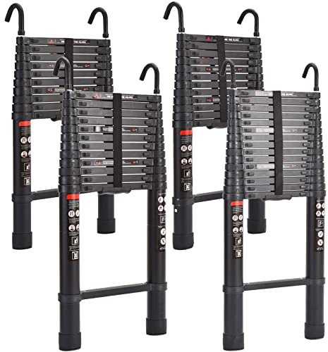6.2m Aluminium Extension Ladder Multi Purpose Ladder with Hook Folding Step Ladder Telescopic Max Capacity 150kg/330lbs