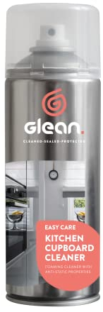 GLEAN Kitchen Cupboard Cleaner | 400 ml | Cleans & Protects High Gloss, Matt & Laminate Cabinets | Anti-Static Foaming Spray | Streak-Free Shine | Made in Britain | Perfect For Kitchen Cupboard Doors