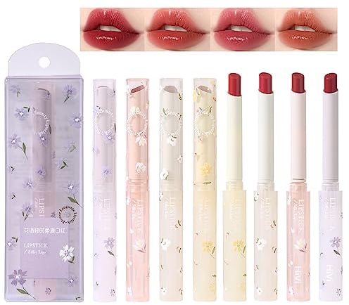Florette Jelly Lippenstift Set 4 Farben Ultra Hydrating Lip Balm Lipgloss Lip Getönter Fleck Glatter Glanzeffekt für Mädchen &; Frauen