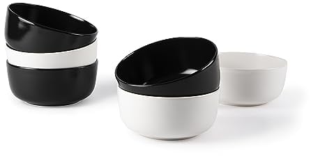 Excelsa Nordic Set mit 6 Bechern, Keramik, Weiß und Schwarz, Fassungsvermögen 625 ml, Matt-Effekt