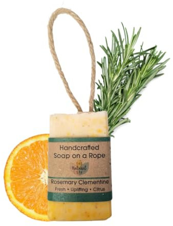 Soap on a Rope - Rosemary Clementine - Plastic Free - Vegan - Palm Free Handmade in Devon uk - The Natural Spa Natural soap bar for Men and Women
