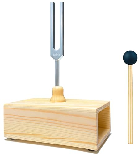 LAUGHERER 528Hz Stimmgabel mit Resonanzbox mit Resonanzbox, Holzlautsprecher aus Holz + Aluminiumlegierung, perfekt für Spa-Aromatherapie, Resonanzunterricht