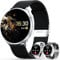 elfofle Smartwatch Damen mit Telefonfunktion, 1,39 TFT HD Touchscreen, IP67 Wasserdicht mit 120 Sport SpO2 Pulsuhr Menstruationszyklus Schlafmonitor,Armbanduhr für iOS Android (Schwarz Silber)