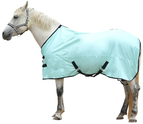Gallopoff Fliegendecke für Pferde, Standard-Hals, bequemes Netz-Fliegendecke für Pferde, Sommerlaken für Pferde, UV-Schutz, Grün, 84