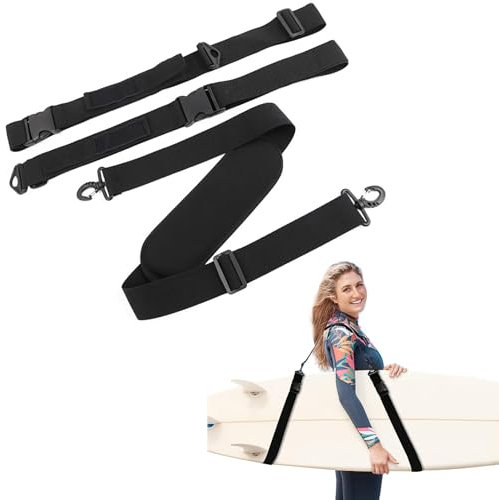 Tulov Surfbrett Tragegurt, Paddleboard Strap, SUP Board Zubehör Tragegurt, verstellbarer Nylon-Surfbrett-Träger (schwarz)