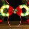 Zoestar Weihnachts-Stirnband mit LED-Maus-Ohren, Haarreifen, Weihnachtsschleife, Festival-Kostüm, Haarschmuck für Damen (Rotgrün, Einheitsgröße)