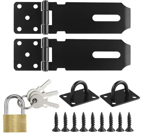 2 sets de candado de seguridad, cerradura de puerta de acero inoxidable, cerradura de puerta de 4 pulgadas con tornillos, muy adecuado para taquillas, con 1 cerradura de latón sintético