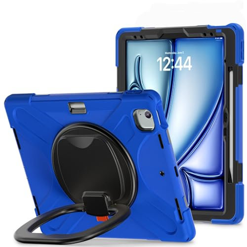 Custodia protettiva per tablet PC Case Compatible with iPad Pro 12.9 6th/5th/4th/3rd Generation 2022/2021/2020/2018, Shockproof Sturdy Cover with 360 Rotating Kickstand,Hand/Shoulder Strap Tablet Heav