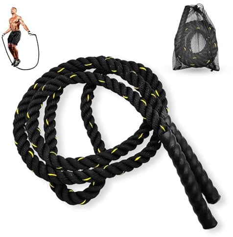 Bomvabe 1.5 lbs Weighted Skipping Rope for Women Fitness, 9.0 ft Long Adult Boxing Skipping Rope for Full Body Workout, Heavy Jump Rope for Exercise Training Bodybuilding