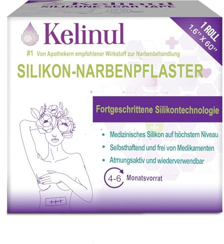 Kelinul Silicone Scar Plasters Silicone Scar Tape Roll: Reusable Scar Sheets 6-8 Months Supply, 1.8 x 60 Inch