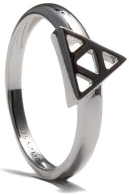 Anello Triforce in argento 925 rodiato | Gioielli da gioco per nerd e geek | Zelda Style Unisex, argento