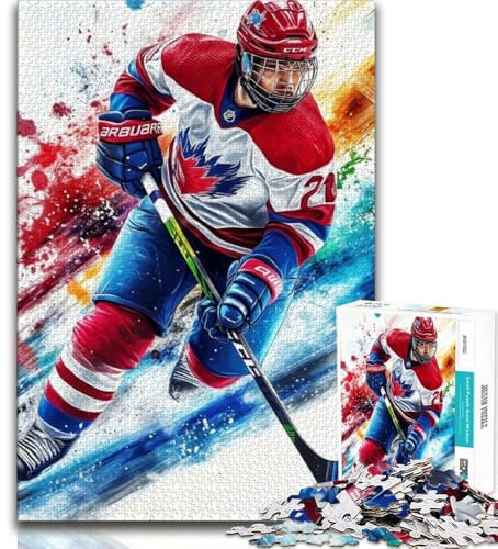 Puzzles für Erwachsene und Jugendliche, Eishockey, pädagogisches Familienspiel, Wanddekoration, einzigartige Geburtstags (38x26cm)