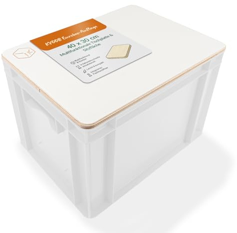 KYOOB Eurobox-Auflage 40x30 cm – multifunktionale Tischplatte & Sitzfläche - Weiß | Abdeckung für Euroboxen mit integriertem Flaschenöffner | leicht, stabil & ideal für Camping & Outdoor