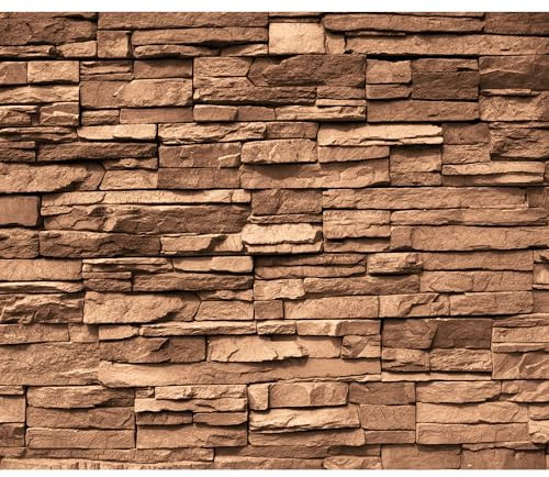 decomonkey Fototapete selbstklebend Steinwand Stein 343x256 cm XXL Selbstklebende Tapeten Wand Fototapeten Tapete Wandtapete klebend Klebefolie Steintapete Holz braun