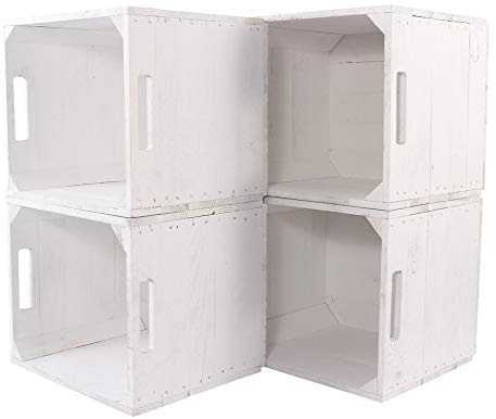 6X Vintage-Möbel 24 Neue weiße Kiste für IKEA Kallax Regal Expedit 33cm x 37,5cm x 32,5cm Einsatz Aufbewahrungsbox Obstkisten Weinkiste Aufbewahrungskisten Regal Holz Kiste klassisch