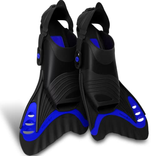 Khroom Flossen Erwachsene mit gelenkschonendem Design | Gr.36-47 | Schnorchelflossen kurz mit Tasche zum umhängen | verstellbare Schwimmflossen | Kurzflossen zum Schwimmen Flossen kurz 36-41