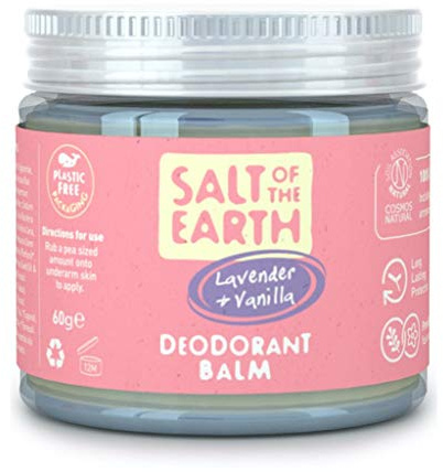 Salt Of the Earth Natural Deodorant Balm by Vegan Long Lasting Protection Leaping Bunny Approved Plastic Aluminium Free, Lavender & Vanilla, 60 g