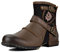 OSSTONE Chukka Stivali Cowboy Biker in Pelle Scivolare su Punta Quadrata Lunghezza di Vitello Tacco Western Uomo Stivali Invernali Piatto Caviglia Stivaletti Botas Boots 5008-1-IT Marrone 14