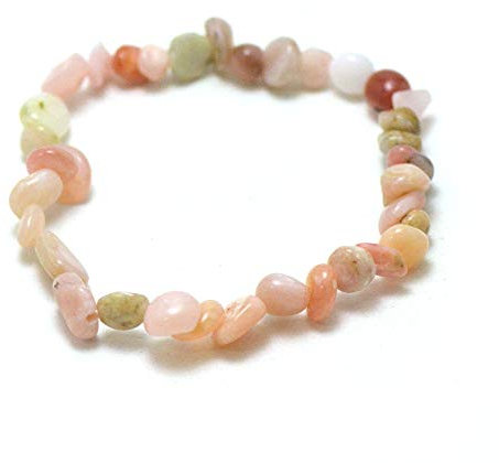 Miracles Minéraux Bracelet Pierre roulée, Pierre Naturelle Semi-précieuse, Plus de 30 gemmes au Choix (Opale Rose des Andes)