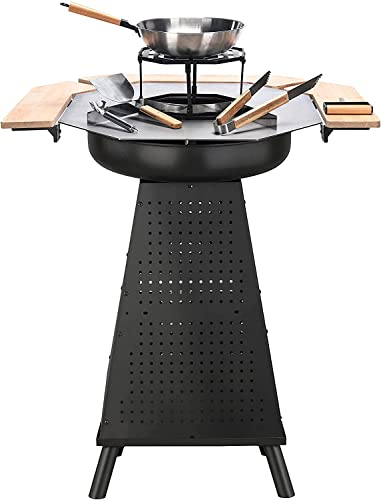 E. Fuego 2-in-1 Feuerstelle und Holzkohlegrill von EL Fuego | inkl. viel Zubehör | aus Edelstahl | Grillschale | Feuerkorb | Grill | AY 329