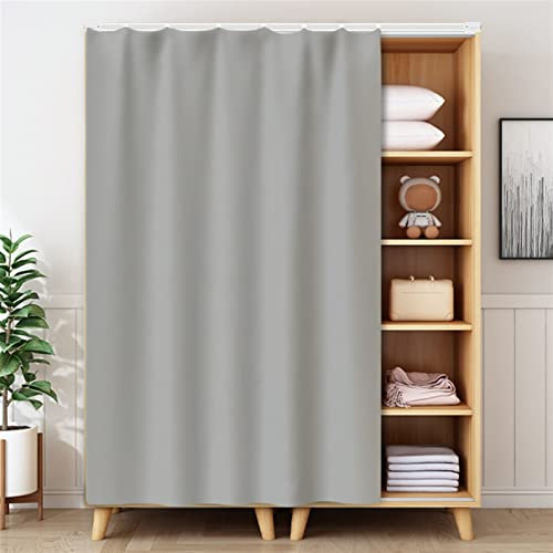 Liveinu Rideaux Armoire pour Armoire de Cuisine, Salle de Bain, Rideau Anti-poussière pour étagères, Panneau Mural,Installation Crochet et Boucle 80x140cm (L x H Gris Clair