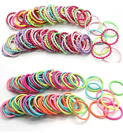 200 stycken elastiskt hårgummiset, färgglada elastiska hårsnoddar, barn babyhårsmycken, hårrep, hästsvans hårband set för små flickor barn (2 modeller)