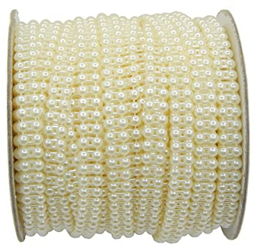 Perlengirlande Perlenband Krem 1 Rolle 22m, Girlande mit 8mm Wachsperlen, Doppelt Runde Doppelreihe Tischband Dekoband Hochzeits Tischdeko Party Dekoperle