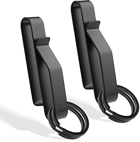 Porte-Clés Tactique, pour Les Ceintures de Service de 3,8-5,7cm de Large Maximum Clip Porte-Clés avec 4 Porte-clés Acier Inoxydable Porte clé Police pour Ceinture de Sécurité des Pompiers, 2pcs