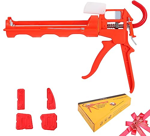iLitLuk Pistolet à Calfeutrer Applicateur de Pistolet à Silicone Rapport de Poussée 15:1 Intégré Coupe-bouteille Distributeur de Mastic pour Cartouche de 310 ml Avec Outils de Finition de Calfeutrage