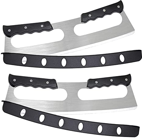 2 Stück Pizzaschneider Pizza Wiegemesser aus Edelstahl, Hochwertige Profi Pizzamesser (Pizza Cutter) effektiver als Pizzaroller, Handlicher Pizza Cutter Schneidemesser mit Kunststoff-Griff