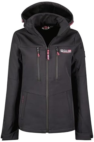 Geographical Norway Timmex Lady - Softshell Donna Impermeabile Con Cappuccio - Abbigliamento Giacca Vento Tattica Outdoor - Escursionismo - Trekking Autunno Invernale Primavera (Blu Marino Nero L)