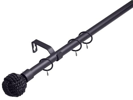 Lister Cartwright 19 mm Extendable Metal Curtain Poles Rods Voile Easy Fitting - Gun Metal (Knotted Finials, 210-360 cm)