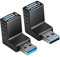 HSP-HSWITI Lot de 2 adaptateurs USB 3.0 à 90 degrés mâle vers femelle - Angle vers le haut et vers le bas