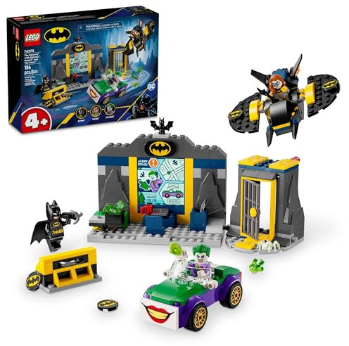 LEGO DC Batman: La Batcaverna con Batman, Batgirl e il Joker, divertente giocattolo super eroe, regalo per bambini dai 4 anni in su con action figure di Batman, 76272