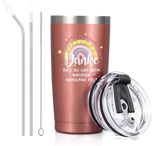 Livole Erzieherin Geschenk, Abschiedsgeschenk Lehrerin, Danke Geschenke für Lehrerin Kindergarten, Geschenk Erzieherin Abschied, Tasse Lehrer, 600ml Kaffeebecher to go, Coffee to go Becher Strohhalm