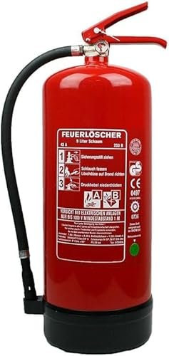 König Feuerlöscher Schaum | 9 L | Geeignet für die Brandklassen - A&B | Zertifiziert nach DIN EN3 | Dauerdruck 12 LE | Vielseitig einsetzbar | Inkl. Instandhaltungsnachweis