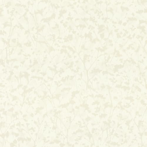 Rasch Vliestapete Zweige & Kleine Blätter 'Amara' - Florale Vinyl-Tapete Pflanzenmuster in Weiß Beige für ein natürliches Wohnambiente - Robust und Abwaschbar - 10,05 m x 0,53 m