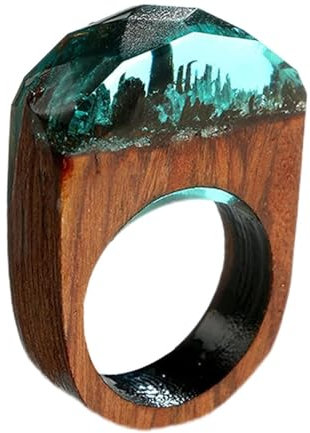 PULABO Anneau de Bague en résine Plastique Bois Unique Meilleur Cadeau Fait à la Main pour Elle pour Hommes Femmes utile