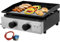 Warmiehomy 2 Burner Portable Gas BBQ Barbecue Grill, Small Gas BBQ Grill Ceramic Coated Cast Iron Plate with Built-in Thermometer for Outdoor Camping Cooking, 45x46x21cm