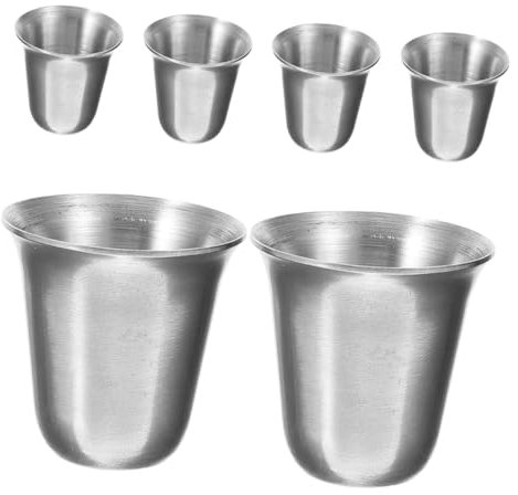 Garneck 6pcs Stackable Metal Communion Cups Stainless Steel Religious Wine Cup Set for Table Decor Portable Holy Water Silver
