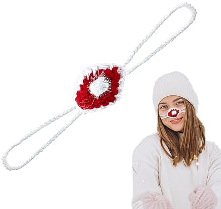 Generico Naso Handschuh, Weihnachtsnasenabdeckung zum Häkeln, schlafender Brustwärmer, gestrickter Nasenschutz, gemütliche Nasenabdeckung für Outdoor-Aktivitäten beim Schlafen, Santa hat