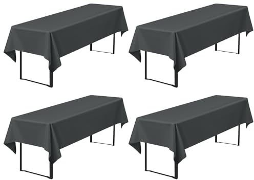 4er-Pack Premium Biertischdecken 260 x 110 cm, Dunkelgrau Biertischdecken für Bierzeltgarnitur, blickdichte Polyester-Biertischdecken, waschbare Tischhussen für Bankette im Freien (Dunkelgrau)
