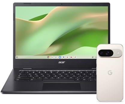 Google Pixel 9 – Android-Smartphone mit Gemini ohne SIM-Lock, erweiterte Kamerafunktion, 24 Stunden Akkulaufzeit und EIN 6,3 Zoll großes Actua-Display – Porcelain, 128GB + Acer Chromebook 314