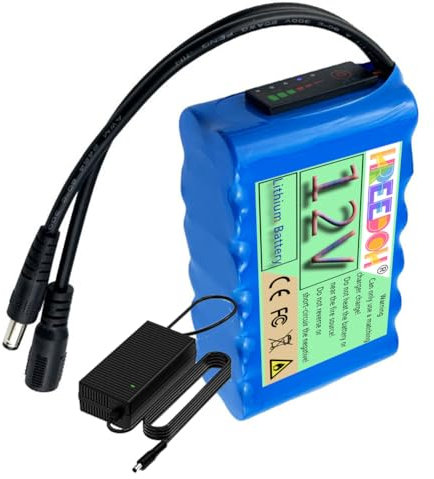 FREEDOH 12V Li-ion Battery 6Ah 7.2Ah 8Ah 10Ah 12Ah 12.8Ah PVC Lithium Battery for 0-200W Motor with Charger and Level Display,12V8000mAh