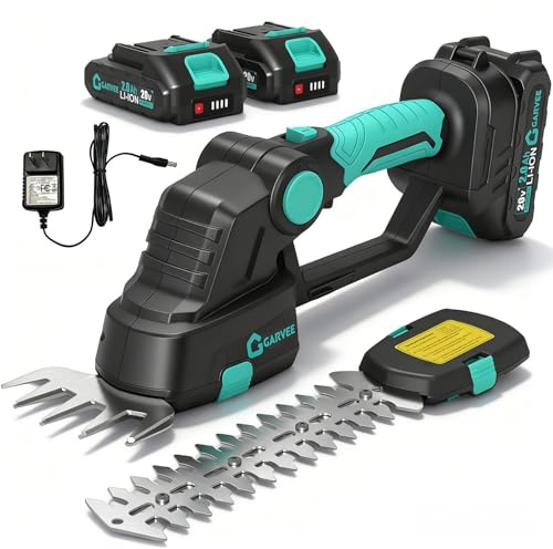 Garvee 20V 2-in-1 Cordless Hedge Trimmer with 2 Batteries