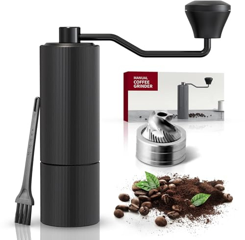 Manual Coffee Grinder, Hand Coffee Grinder with Stainless Steel Conical Burr, Aluminum Alloy Body Coffee Bean Grinder, Adjustable Grinding Levels for Espresso, French Press, Drip Coffee