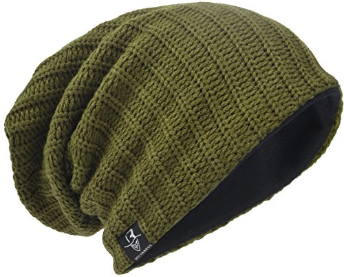 Herren Übergröße Beanie Slouch Schädel Kappe Stricken Winter Strickmütze B08 (019-Grün)