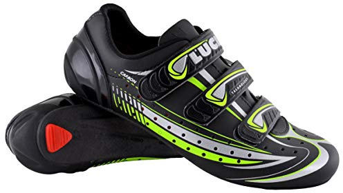 Luck Zapatilla de Ciclismo Mega, para Carretera, con Suela de Carbono y Triple Tira. (42 EU)